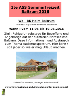 1te ASS Sommerfreizeit Baltrum 2016 Wo : BK Heim Baltrum