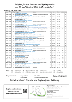 Zeitplan - Turniere 2016