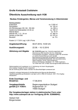 Gro&szlig;e Kreisstadt Crailsheim &Ouml;ffentliche Ausschreibung nach VOB