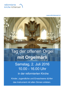 Tag der offenen Orgel mit Orgelmärli - Evangelisch