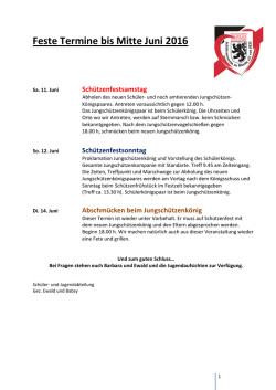 Feste Termine bis Mitte Juni 2016