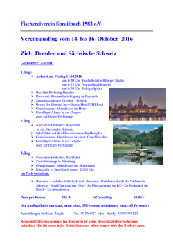 Infos zum Vereinsausflug 2016