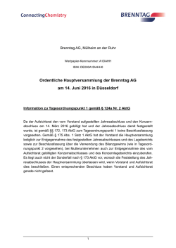 Informationen zu Tagesordnungspunkt 1 gem. &sect; 124a Nr. 2 AktG
