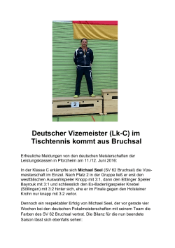 Deutscher Vizemeister (Lk-C) im Tischtennis kommt