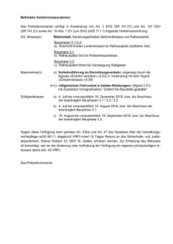 Befristete Verkehrsmassnahmen Das