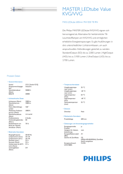 Hersteller Datenblatt Philips MASTER LEDtube Value 600mm 9W