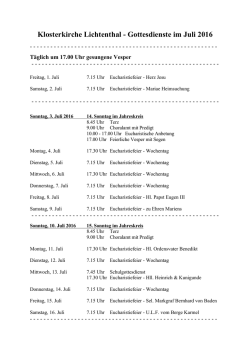 Juli 2016 - Cistercienserinnen