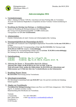 Jahresterminplan 2016