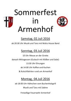 Sommerfest in Armenhof vom 02.07. bis zum 04.07.2016