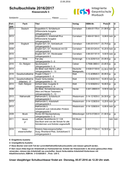 Schulbuchliste 5 IGS – 2016-2017