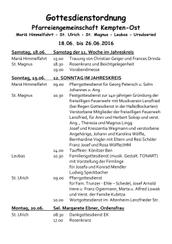 25 Gottesdienste 18.6 26.6 - Pfarreiengemeinschaft-Kempten-Ost