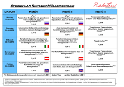 Speiseplan Richard-Müller-schule DATUM Menü I Menü II Menü III