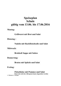 Speiseplan vom 13.6. - 17.6.2016 - Deutschorden