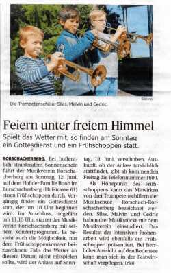 Beitrag im Ostschweizer Tagblatt von Mittwoch, 08. Juni 2016