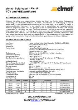 elmat - Solarkabel - PV1-F TÜV und VDE zertifiziert