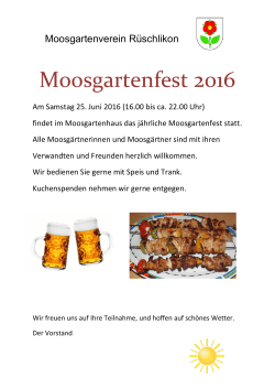 Moosgartenfest 2016 - Moosgartenverein Rüschlikon