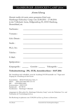 HAMBURGER EISHOCKEY-CAMP 2016*** Anmeldung