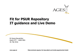 Fit for PSUR Repository IT guidance and Live Demo