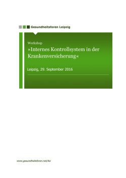 Internes Kontrollsystem in der Krankenversicherung&laquo;