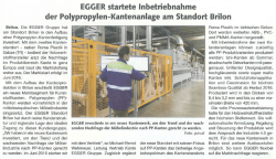 EGGER startet Inbetriebnahme der Polypropylen