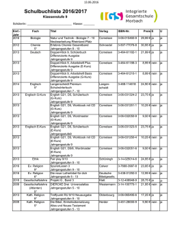 Schulbuchliste 9 IGS – 2016-2017