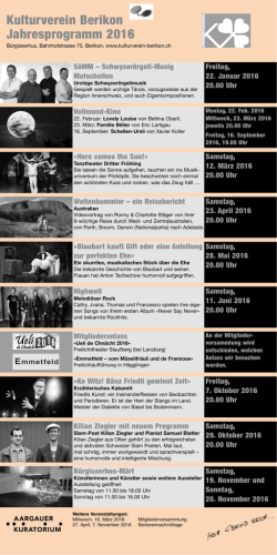 Jahresprogamm - Kulturverein Berikon