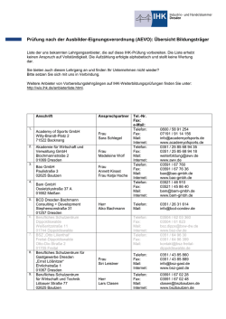 &Uuml;bersicht uns bekannter Bildungstr&auml;ger - IHK Dresden