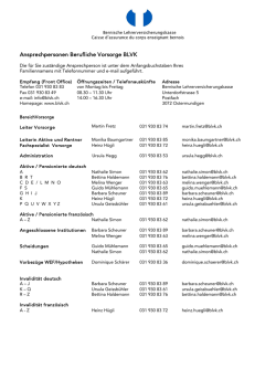 Ihre Ansprechperson - Bernische Lehrerversicherungskasse