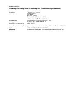 Erstinformation Pflichtangaben nach § 11 der Verordnung über die