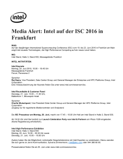 Media Alert: Intel auf der ISC 2016 in Frankfurt