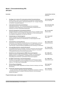 Detaillierte Modulinhalte CAS Moderne Personal