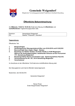 Gemeinderatssitzung Weigendorf am 15.06.2016