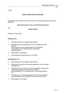 Haupt-, Finanz- und Personalausschusssitzung