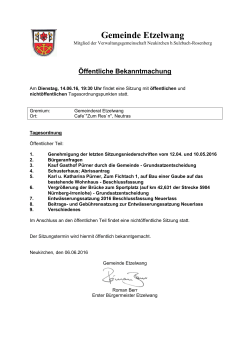 Gemeinderatssitzung Etzelwang am 14.06.2016