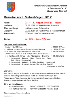 Busreise nach Siebenbürgen 2017