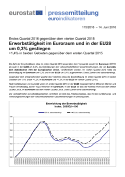 Erwerbstätigkeit im Euroraum und in der EU28 um 0,3