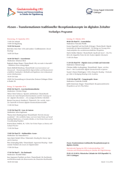 (vorläufig) "#Lesen. Transformationen traditioneller