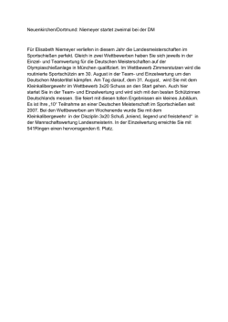 Eine tolle Saison f&uuml;r Elisabeth Niemeyer: Bericht!!!