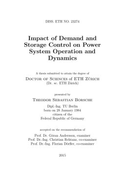 Impact of Demand and Storage Control on Power - ETH E