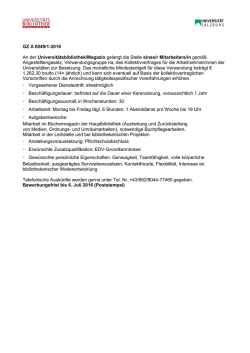 GZ A 0049/1-2016 An der Universit&auml;tsbibliothek/Magazin gelangt