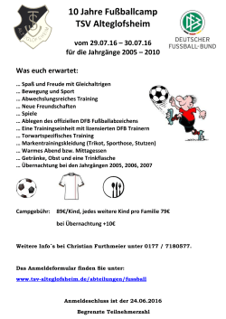 Fußballcamp Flyer 2016