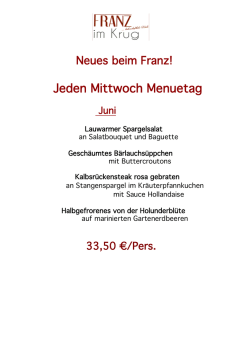 Jeden Mittwoch Menuetag