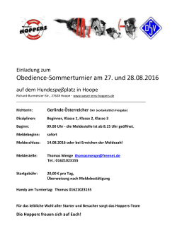 Obedience-Sommerturnier am 27. und 28.08.2016