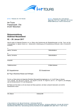 i+r Tours Freseniusstr. 33a 81247 M&uuml;nchen Reiseanmeldung
