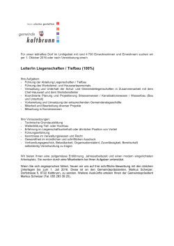 Leiter/in Liegenschaften / Tiefbau (100%)