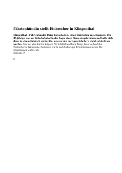 Fährtenhündin stellt Einbrecher in Klingenthal - Vogtland