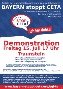 Demonstration in Traunstein - BAYERN stoppt CETA in BGL/TS