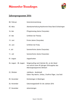 Jahresprogramm 2016 - M&auml;nnerchor Basadingen