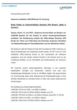 Swisscom zertifiziert LANCOM Router für Vectoring
