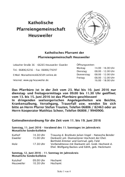 Kirchliche Nachrichten Juni 2016 - Pfarreiengemeinschaft Heusweiler